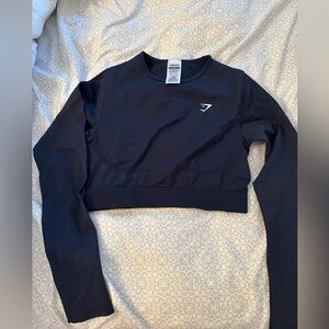 Gymshark Black Cropped Long Sleeve Performance Top